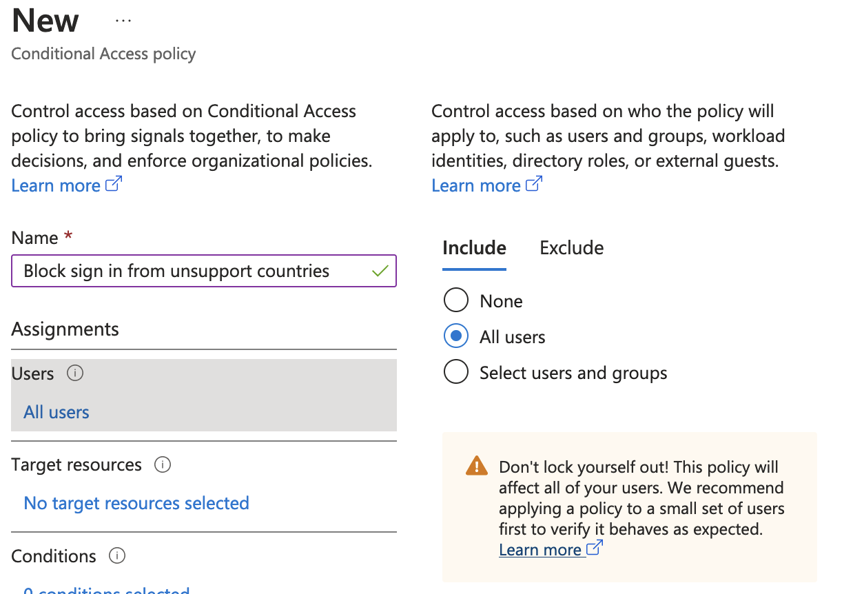 Create CA user scope page