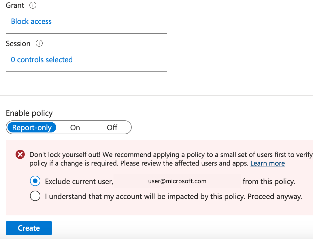 Set CA access to block