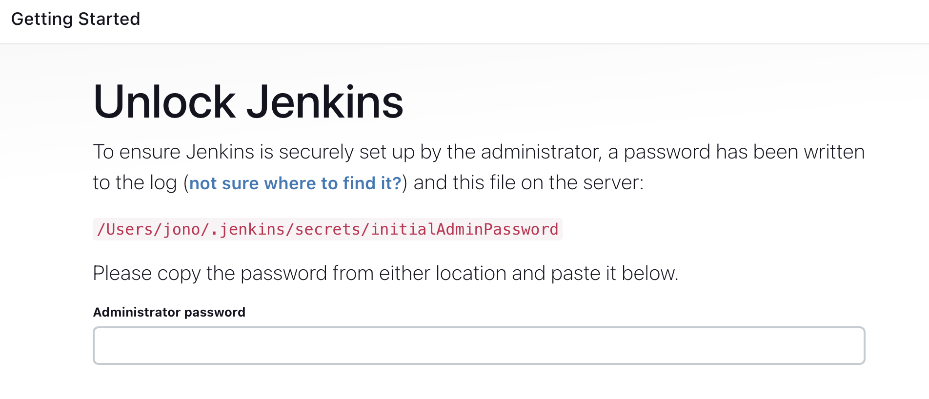 Logging into Jenkins